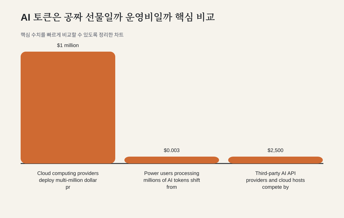 AI 토큰은 공짜 선물일까 운영비일까, 지금 봐야 할 기준 관련 핵심 수치를 비교한 차트