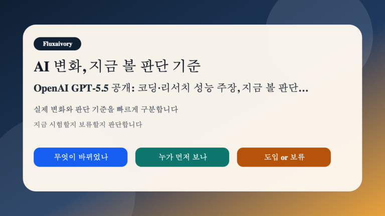 OpenAI GPT-5.5 공개: 코딩·리서치 성능 주장, 지금 볼 판단 기준
