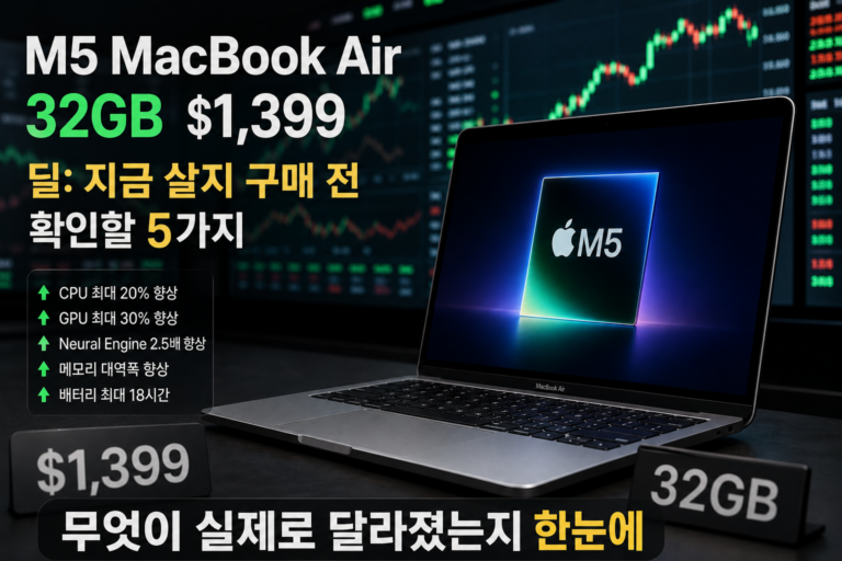 M5 MacBook Air 32GB $1,399, 딜: 지금 살지 구매 전 확인할 5가지