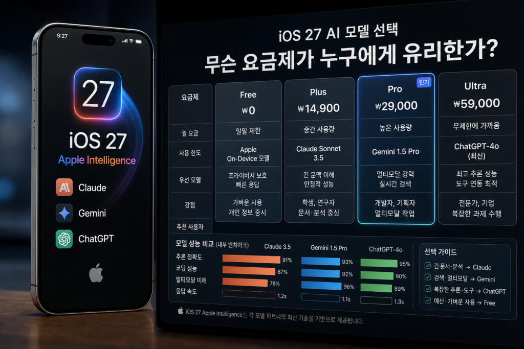 iOS 27 AI 모델 선택: Claude·Gemini·ChatGPT 기준